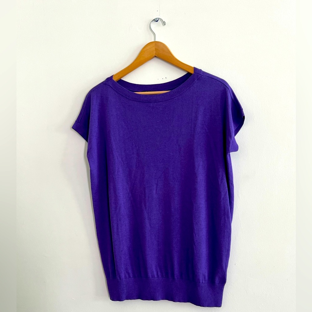 Lauren Ralph Lauren Short Sleeve Purple Sweater Crew Neck Size Medium